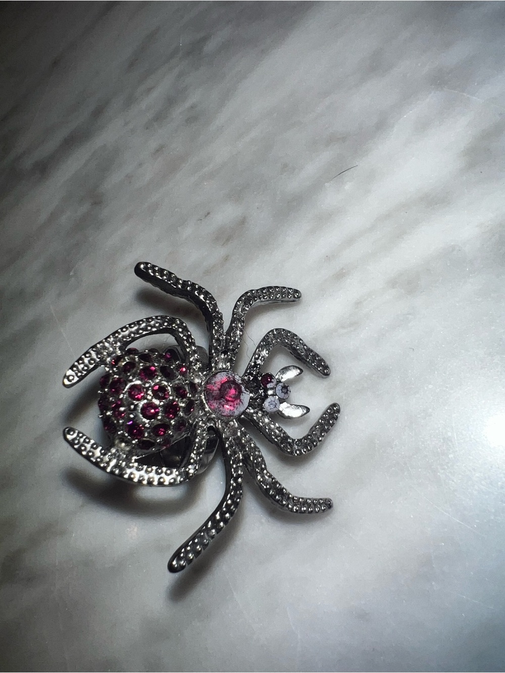 Pier 1 Silver-Tone Spider Ring with Purple Crystal Accents Adjustable Halloween - Picture 5 of 6